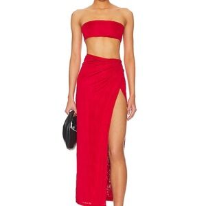 Superdown Vibrant Red Satin Top